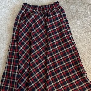 Vintage plaid midi A-line skirt